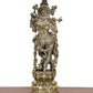 Bronze Lord Krishna Idol Figurine Sculpture Playing Flute Statue, for Home Decor Mandir Pooja Decorative Showpiece, (Height 12 Inch)