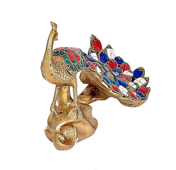 Peacock Brass Handmade Showpiece Idol Figurine Sculpture for Home Decoration, Height 7 Inch