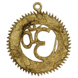 Antique-brass Om wall decor with textured finish and hanging loop