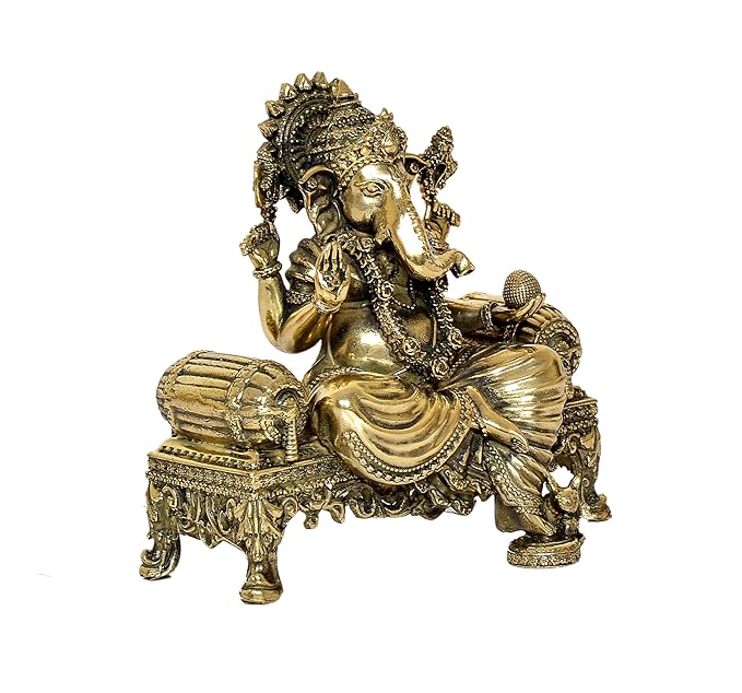 Brass Ganesha Brass Statue Idol for Home Decor Mandir | Height : 4 inch