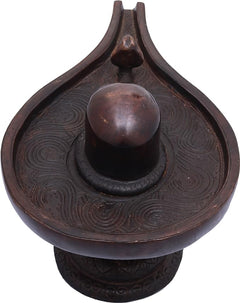 Messing Shiva Linga, obere Ansicht mit dekorierter Schale