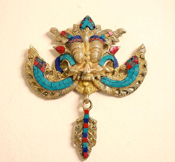 Brass Kirtimukha Wall Hanging for Home Door Décor – Auspicious Vastu & Protection Symbol  (Height: 10 Inches)