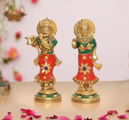 Brass Radha Krishna Idol (Height 5.5 Inch)