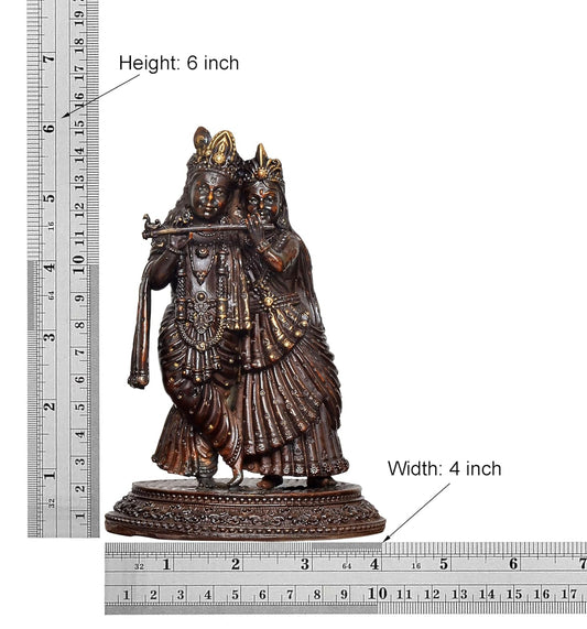 Bronze Radha Krishna Idol Standing Pose (Height : 6 Inch)