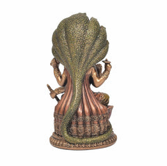 Resin Lord Vishnu with Goddess Lakshmi Seated on Sheshnag | Decorative Hindu Idol for Home, Mandir & Pooja Room Décor (Height: 4 Inches)