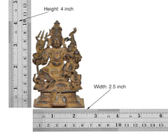 Copper Shiv Parivar statue with height 4 inch and width 2.5 inch markings