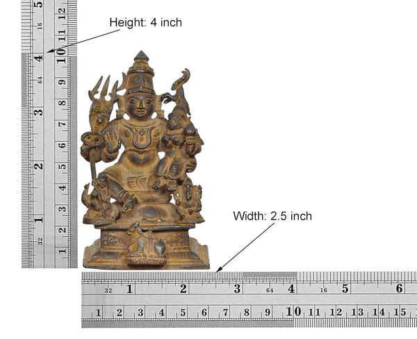 Copper Shiv Parivar Statue (Height 4 Inch) Entryway Setting