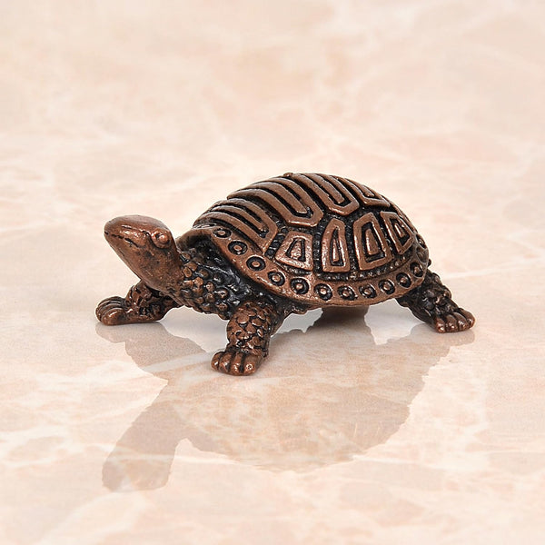 Copper Handcrafted Tortoise Figurine Kachua Unique Home Decor Vastu Accent (Height: 1 inch) Mandir Setting