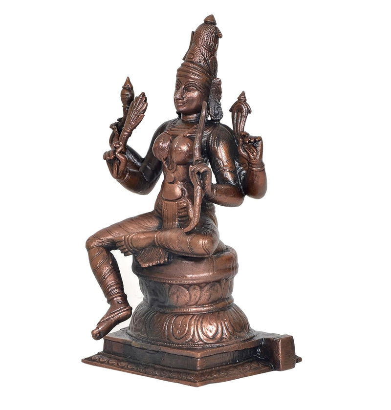 Copper Goddess Rajarajeshvari Idols, Tripura Sundari Murti, Lalita Devi, Rajarajeshwari Sculpture, Raj Rajeshvari Statue,(Height : 6.5 inch)