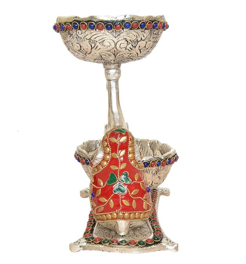 Metal Elephant Dry Fruit Bowl Showpiece Silver Polish Finish (Height 8 Inch)