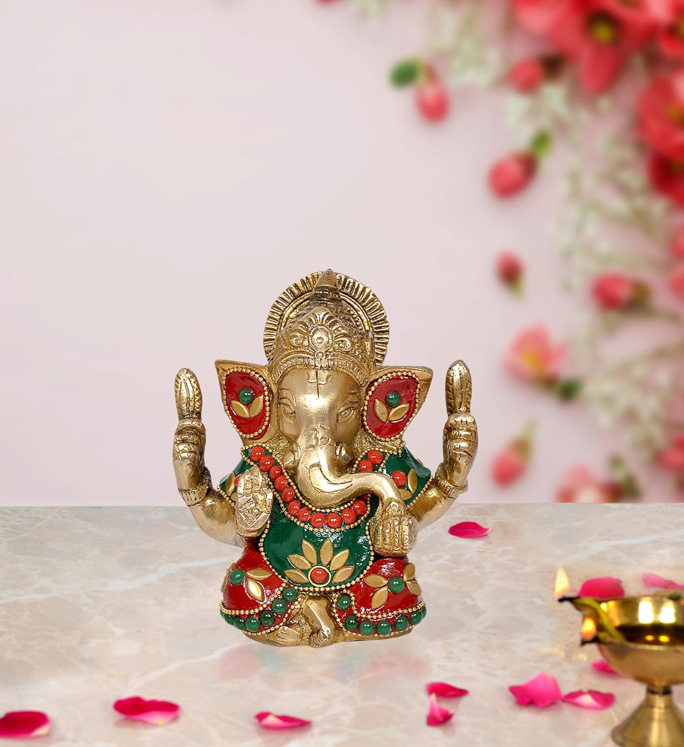 Ganesha Ganesh Ganpati Statue Idol Murti for Home Decor (Height : 4.5 inch) (Multicolor 5)