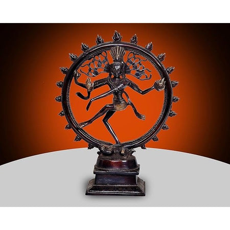 Dancing Natraja Murti God Shiva Shankar Bholenath Mahadev Idol Dance Statue Showpiece Natraj for Home DÃ©cor Multicolor in Brass (Height:12 Inches)
