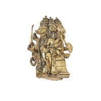Brass Panchmukhi Hanuman idol, side/rear view with ornate back details