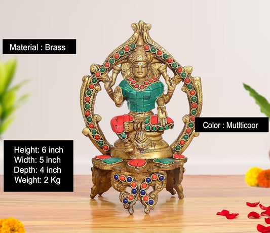 Brass Goddess Lakshmi Idol (Height :8 inch)