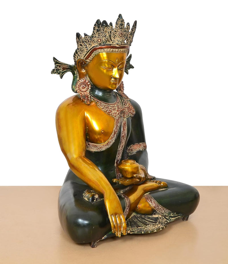 Brass Bhumisparsha Mudra Buddha Statue (Height 23 Inch)