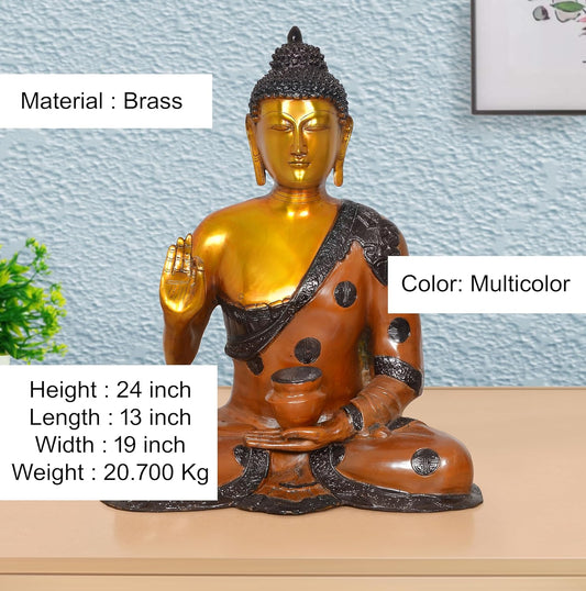 Brass Abhaya Mudra Buddha Idol (Height 24 Inch)