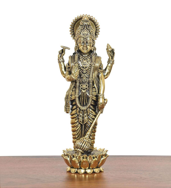 Superfine Brass Lord Vishnu Idol (Height 7 Inch) Study Setting