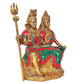 Brass Shiv Parvati Idol Murti Sculpture for Home Office Temple, Height 9.5 Inches