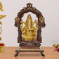 Brass Lord Ganesha Idol Sitting Ganesh Statue Decorative Sculpture for Home Decor Office Mandir Pooja Temple (Height 8 Inch)