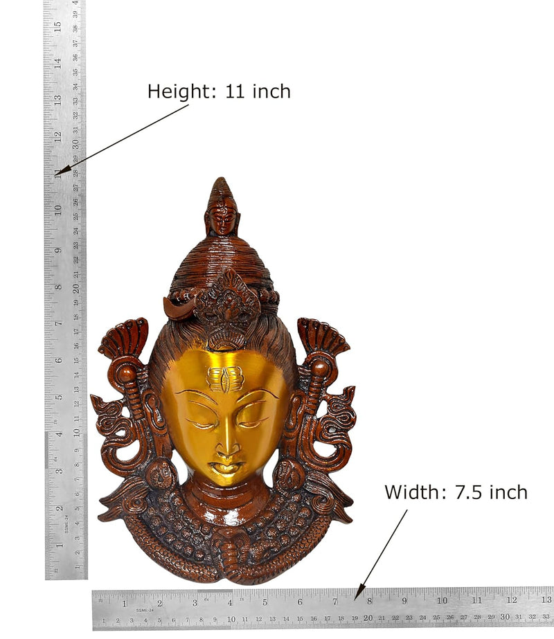 Brass Lord Shiva Wall Hanging Mask Idol for Home Office Temple Gift Showpiece (Height :11 inch