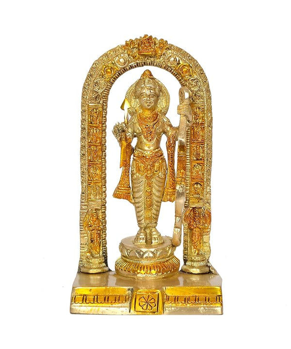 Brass Idol Ram ji ki Murti Ram Lalla Statue in Ayodhya Mandir for Home and Office Decor (Height 7 inch) Entryway Setting