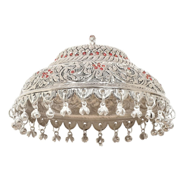 Metal Silver Carved Chattar (Height : 3.5 Inch) Mandir Setting
