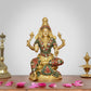 Brass Lakshmi Idol Laxmi Goddess Lakshmi Sitting Statue for The Puja Temple at Home Decor Office (Height: 8 Inch)