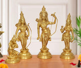 AONA golden Lord Ram darbar idol set: Ram in center with bow, three supporting figures