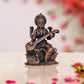 Copper Goddess Saraswati Sitting with Swan Devi of Study Maa Saraswati (Height: 2.5 Inch)