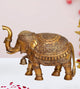 Brass Elephant Figurine - Decorative Statue for Home Decor, Feng Shui, and Good Luck (Height 16 Inch)