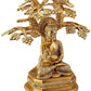 Buddha Under The Bodhi Tree Statue Brass, Height 9.5 Inches Home Decor