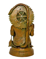Brass Hanuman back view with arched halo and draped lower garment