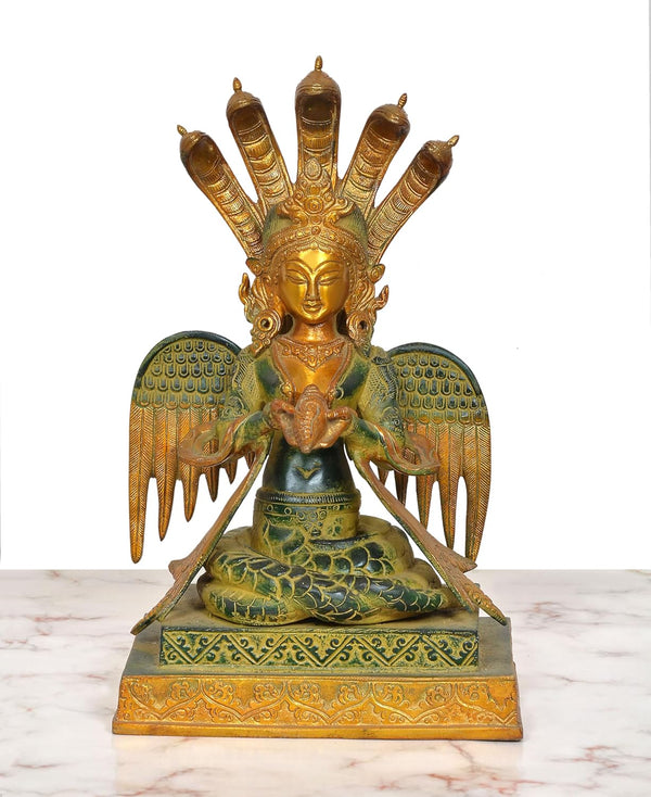 Brass Naga Kanya Statue (Height : 13 Inch) Study Setting