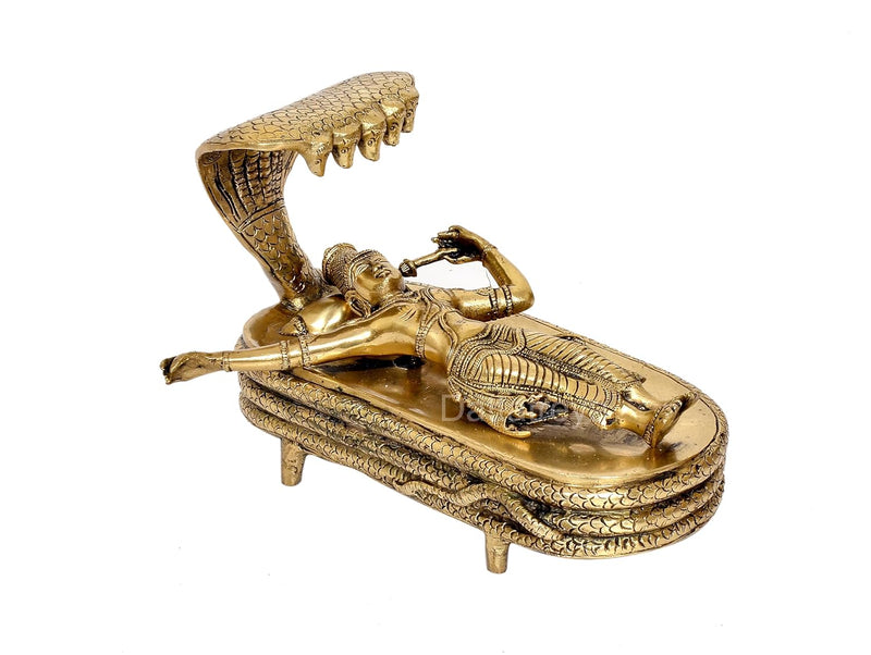 Brass Bhagawan Vishnu in Yoga Nidra for Home Temple Pooja Decor (Height : 6 inch)