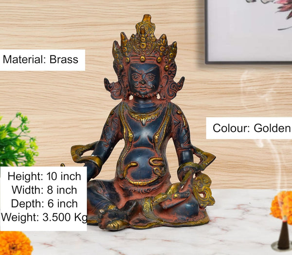 Brass Kuber Bhagwan Murti | God of Wealth | (Height 10 Inch) Entryway Setting