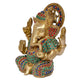 Brass Lord Ganesha Idol Ganesh Statue Decorative Sculpture for Home Decor Office Mandir Pooja Showpiece (Height 7 Inch)