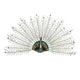 3D iron peacock wall decor with open feather fan and teal eye center