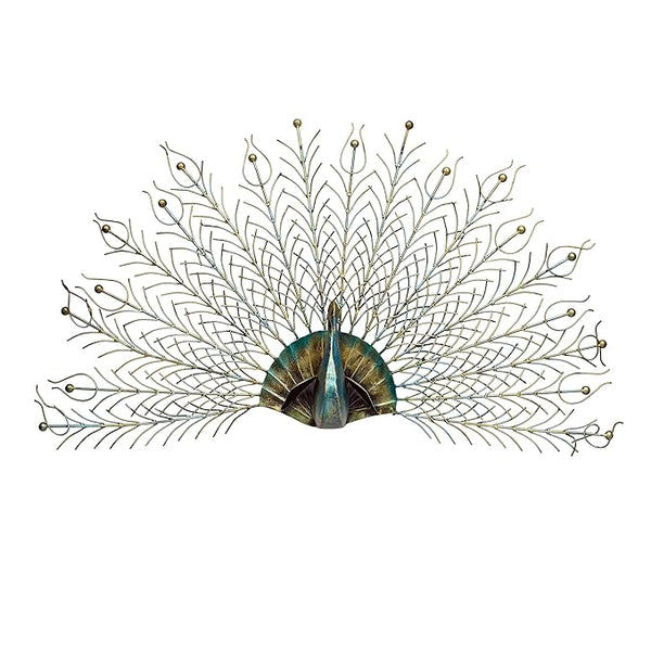 Metal, Birds Big Peacock with Open Feather Modern Art 3D Decorative Hanging Wall Decor/Wall Mounted Sculpture (Multicolor, 47 x 31 X 6 Inch)