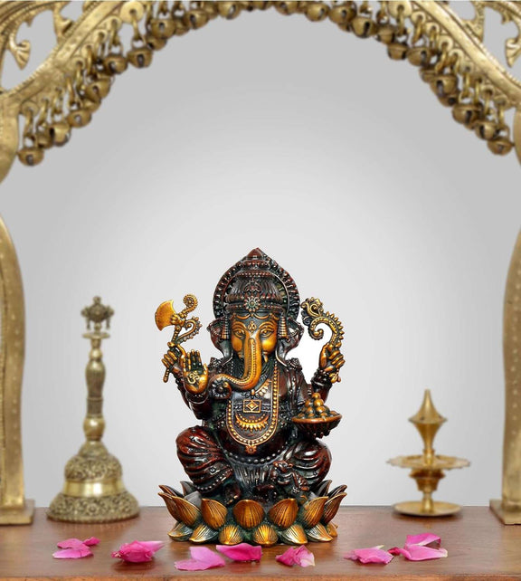 Bronze Lord Ganesha Idol (Height: 5 Inch)