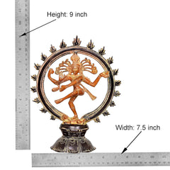 Brass Natraj Shiva Statue, Höhe 9 inch, runder Zackenrahmen mit tanzender Figur, Sockel