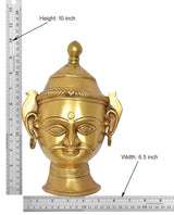 Brass Shiva Gauri head wall hanging, centered front view with gold finish