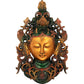 Brass  India Tibetan Buddhist Wall Hanging Tara Mask (Green Gold) Height : 11 inches