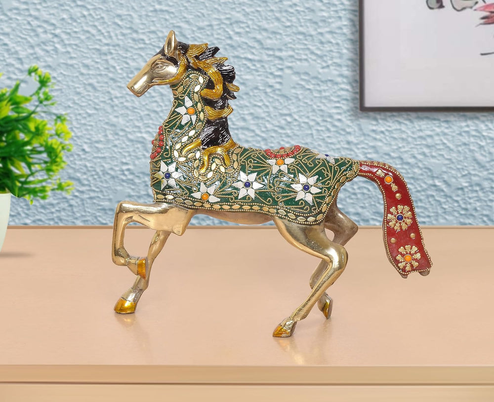 Brass Running Horse Showpiece (Height : 10.5 inch)