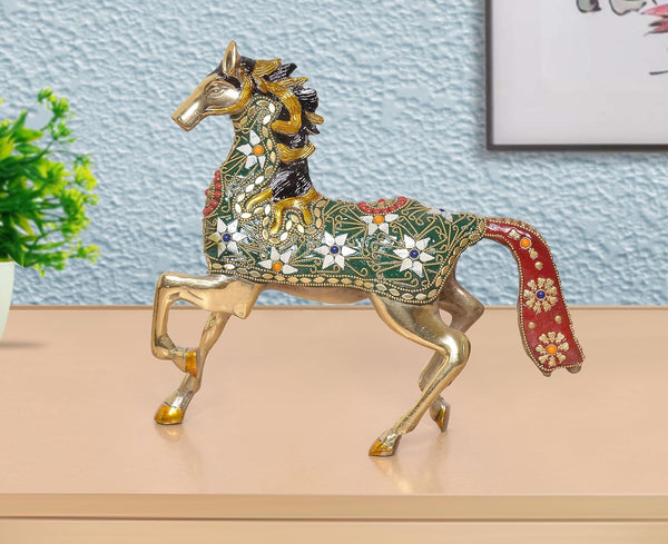 Brass Running Horse Showpiece (Height : 10.5 inch)