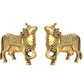 Brass Kamdhenu Cow Pair Wall Hanging Vastu Gau MATA Statues for Home Decor and Ofice Wall Decor Vastu Pooja Figurine (Height: 4 inch) (Gold)