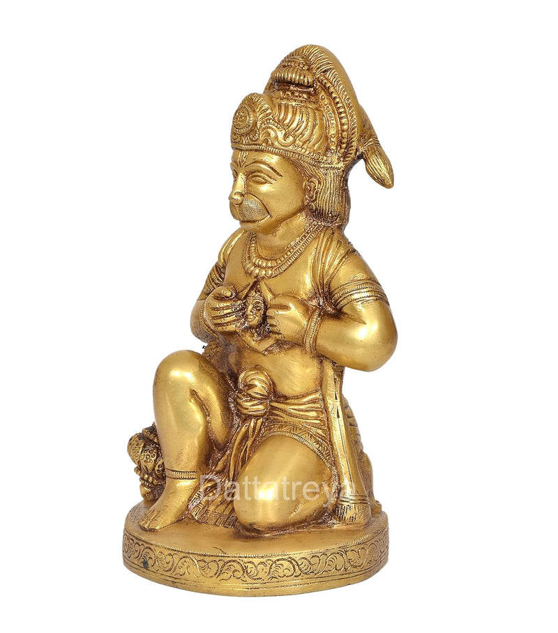 Brass Hanuman JI Sitting Statue Idol Sculpture Statue for Home Decor Pooja Mandir (Height: 8 Inch)