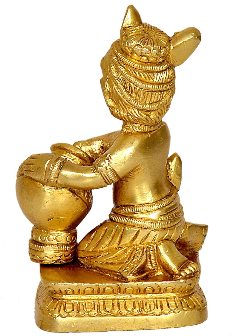 Brass Laddu Gopal Makhan Chor Idol (Height 4.5 Inch)
