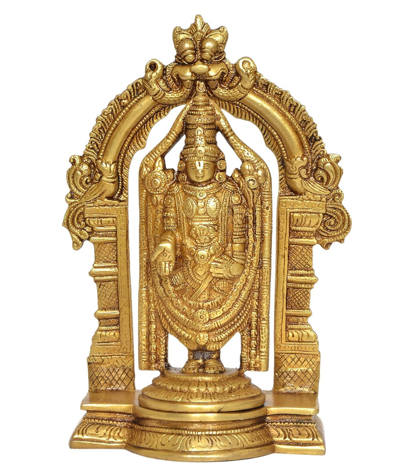 Brass Lord Tirupati Bala Ji Idol Statue for Home Temple Office Decor Figurine Showpiece (Height 7.5 Inch)