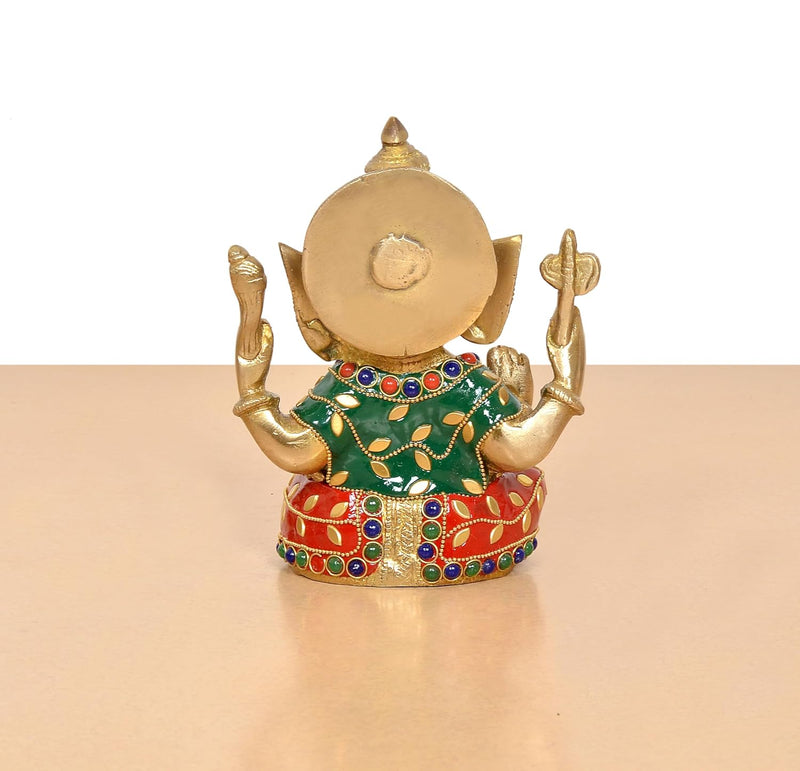 Brass Handcrafted Ganpati Bappa Murti (Height 6 Inch)