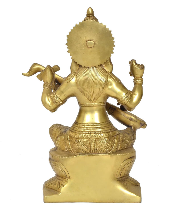 Brass Maa Saraswati Statue Handcrafted Hindu Goddess Saraswati Idol for Home Decor and Pooja Statue (Height 12 Inch)